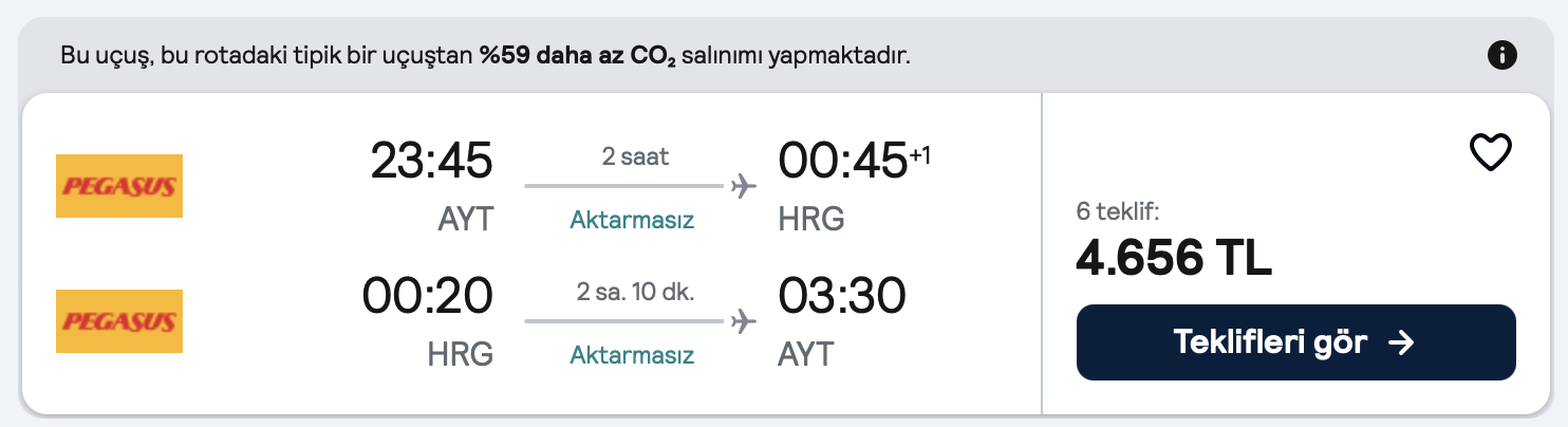 Antalya → Hurgada 4656 TRY | Uçak Bileti Fırsatı