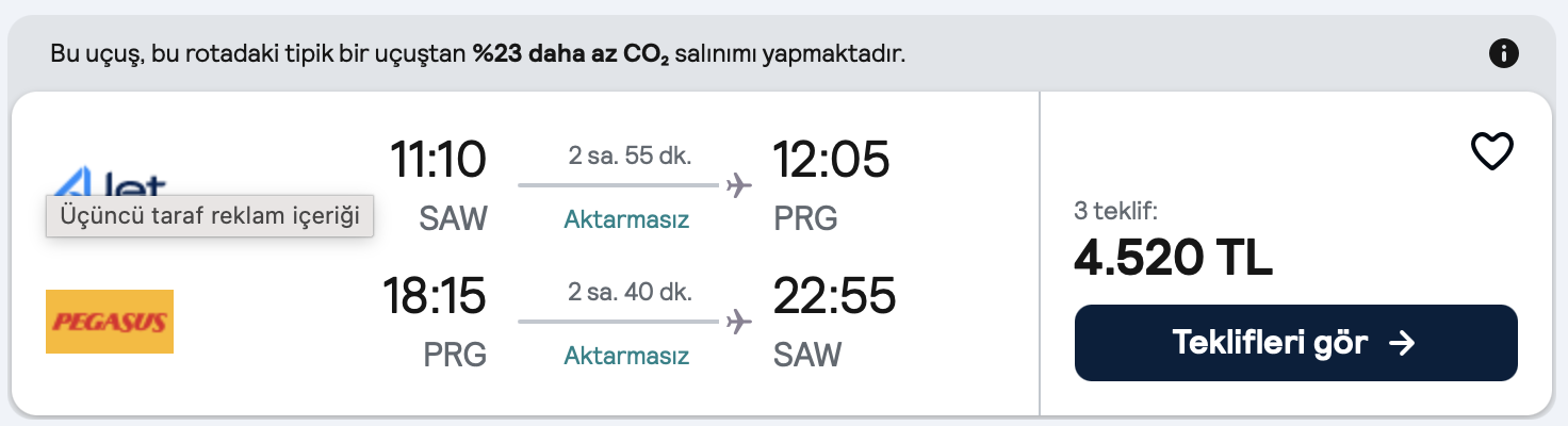 Fiyat ekran görüntüsü